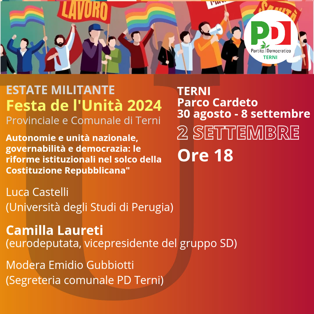 Programma Festa de L’Unità 2 Settembre 2024