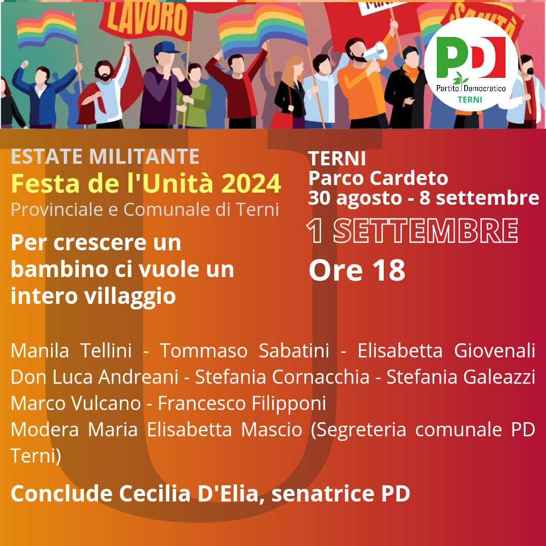 Programma Festa de L’Unità 1 Settembre 2024