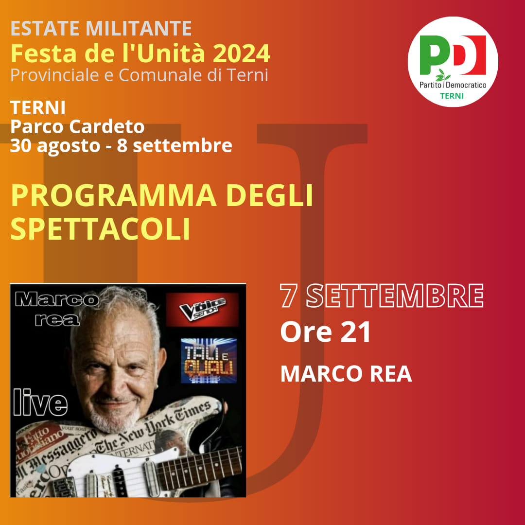 Programma Festa de L’Unità 7 Settembre 2024