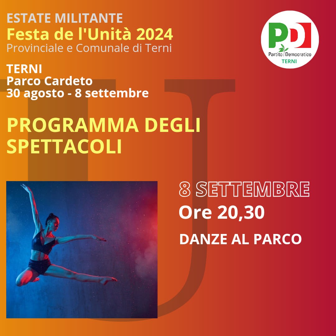 Programma Festa de L’Unità 8 Settembre 2024